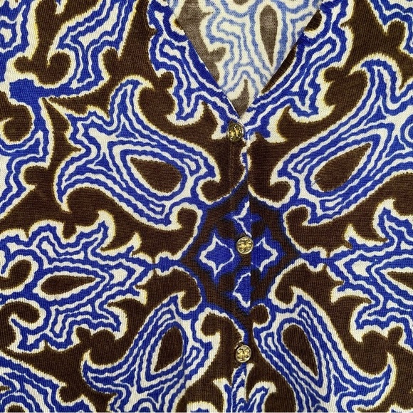 Tory Burch Flawed Wool Button-Down V-Neck 3/4 Sleeve Cardigan Sweater - Picture 6 of 11